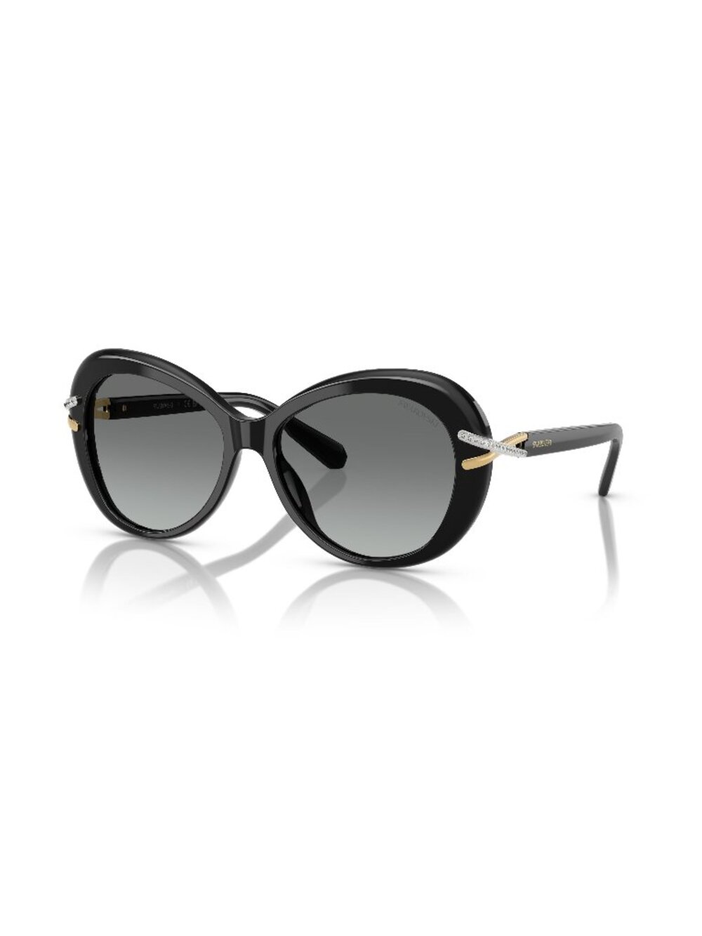 New Swarovski Women's Sunglasses Black Butterfly Grey Lens Acetate Frame SK6026
